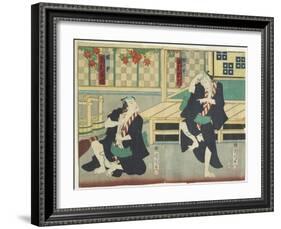 Sawamura Tossho II as Kinohei and Ichimura Kakitsu I as Kippei, May 1865-Toyohara Kunichika-Framed Giclee Print