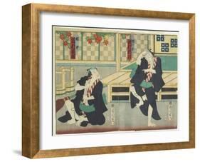 Sawamura Tossho II as Kinohei and Ichimura Kakitsu I as Kippei, May 1865-Toyohara Kunichika-Framed Giclee Print