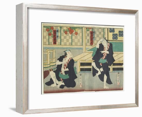 Sawamura Tossho II as Kinohei and Ichimura Kakitsu I as Kippei, May 1865-Toyohara Kunichika-Framed Giclee Print