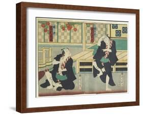 Sawamura Tossho II as Kinohei and Ichimura Kakitsu I as Kippei, May 1865-Toyohara Kunichika-Framed Giclee Print