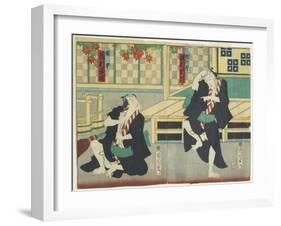 Sawamura Tossho II as Kinohei and Ichimura Kakitsu I as Kippei, May 1865-Toyohara Kunichika-Framed Giclee Print
