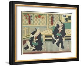 Sawamura Tossho II as Kinohei and Ichimura Kakitsu I as Kippei, May 1865-Toyohara Kunichika-Framed Giclee Print