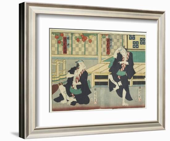 Sawamura Tossho II as Kinohei and Ichimura Kakitsu I as Kippei, May 1865-Toyohara Kunichika-Framed Giclee Print