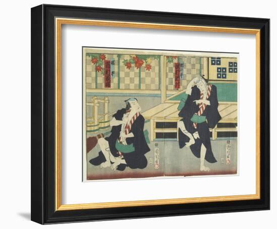 Sawamura Tossho II as Kinohei and Ichimura Kakitsu I as Kippei, May 1865-Toyohara Kunichika-Framed Giclee Print