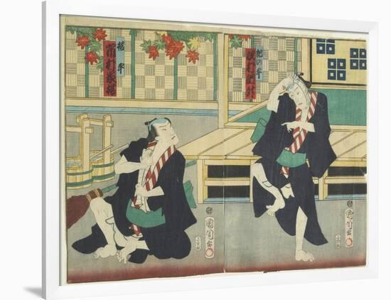 Sawamura Tossho II as Kinohei and Ichimura Kakitsu I as Kippei, May 1865-Toyohara Kunichika-Framed Giclee Print