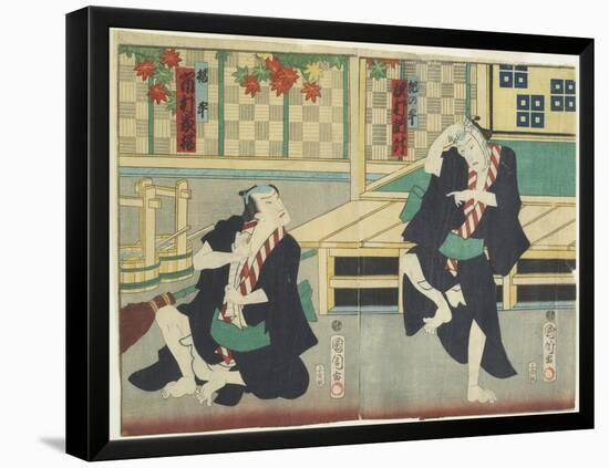 Sawamura Tossho II as Kinohei and Ichimura Kakitsu I as Kippei, May 1865-Toyohara Kunichika-Framed Premier Image Canvas