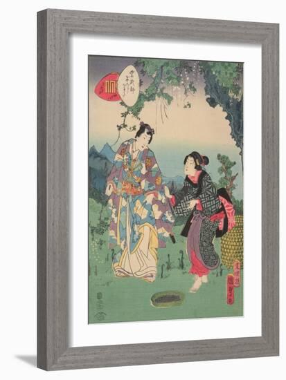 Sawarabi, No. 48 in the Series, 'Murasaki Shikibu Genji Cards', 1857-Utagawa Kunisada II-Framed Giclee Print