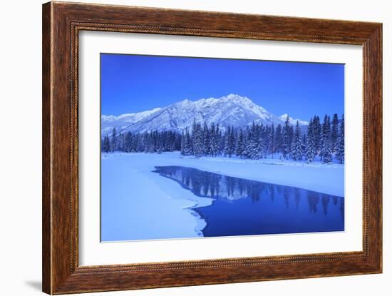 Sawback Range reflecting in Bow River near town of Banff, Canadian Rockies, Alberta, Canada-Stuart Westmorland-Framed Photographic Print