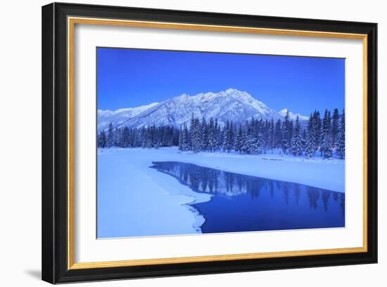 Sawback Range reflecting in Bow River near town of Banff, Canadian Rockies, Alberta, Canada-Stuart Westmorland-Framed Photographic Print