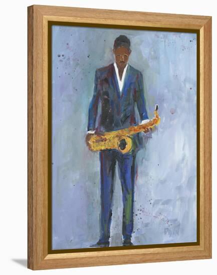 Sax in a Blue Suit-Samuel Dixon-Framed Stretched Canvas