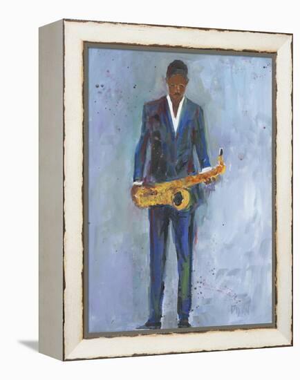 Sax in a Blue Suit-Samuel Dixon-Framed Stretched Canvas