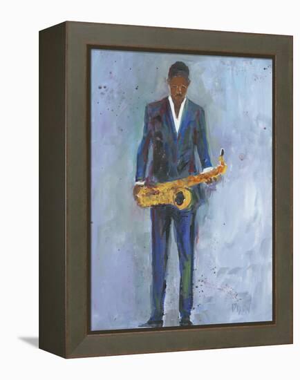 Sax in a Blue Suit-Samuel Dixon-Framed Stretched Canvas