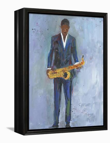 Sax in a Blue Suit-Samuel Dixon-Framed Stretched Canvas