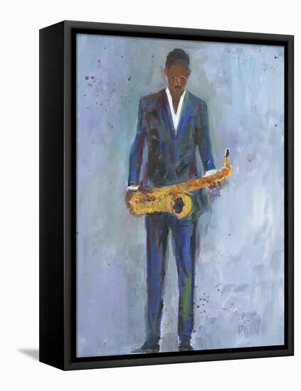 Sax in a Blue Suit-Samuel Dixon-Framed Stretched Canvas