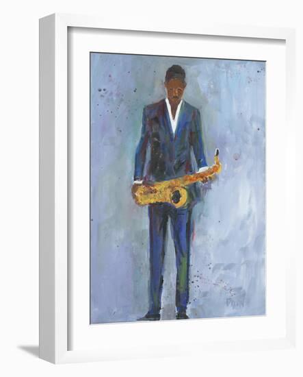 Sax in a Blue Suit-Samuel Dixon-Framed Art Print