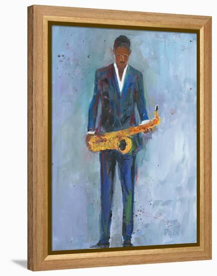 Sax in a Blue Suit-Samuel Dixon-Framed Stretched Canvas