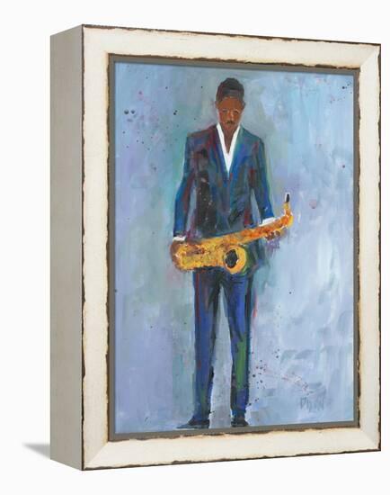 Sax in a Blue Suit-Samuel Dixon-Framed Stretched Canvas