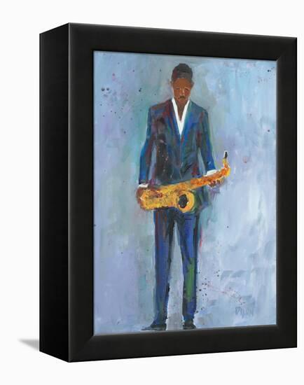 Sax in a Blue Suit-Samuel Dixon-Framed Stretched Canvas