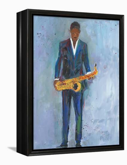 Sax in a Blue Suit-Samuel Dixon-Framed Stretched Canvas