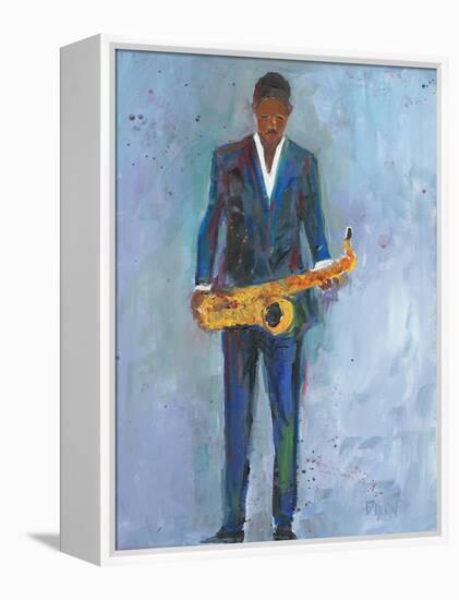 Sax in a Blue Suit-Samuel Dixon-Framed Stretched Canvas