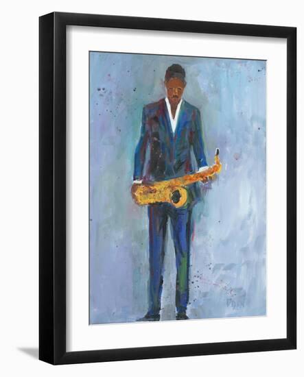 Sax in a Blue Suit-Samuel Dixon-Framed Art Print