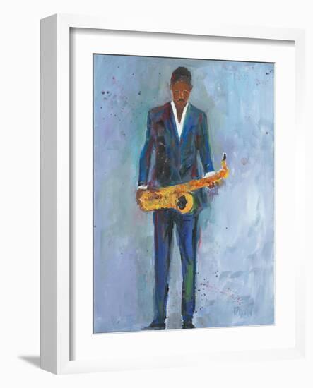 Sax in a Blue Suit-Samuel Dixon-Framed Art Print