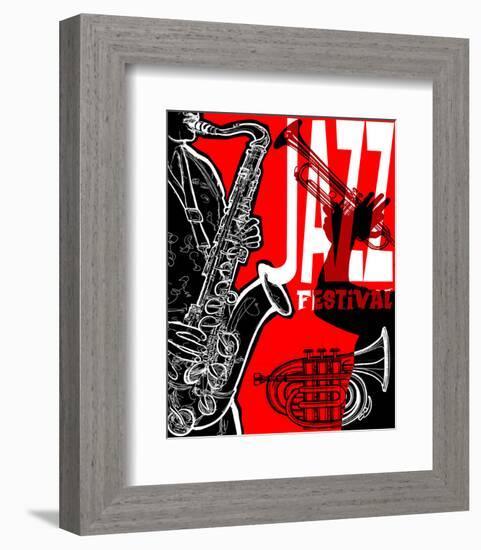 Saxaphone Jazz Festival Poster-null-Framed Premium Giclee Print