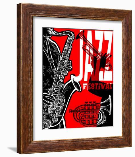 Saxaphone Jazz Festival Poster-null-Framed Art Print