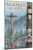 Saxman, Alaska - Totem Scene-Lantern Press-Mounted Art Print