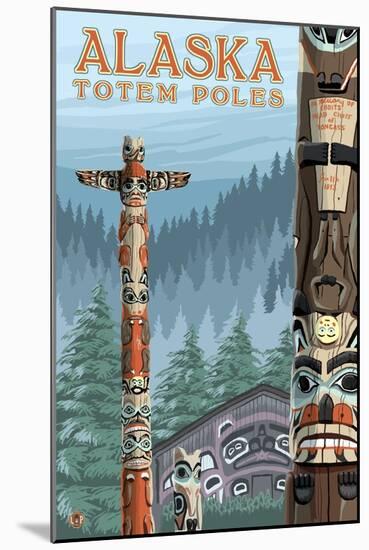 Saxman Totem Village, Ketchikan, Alaska-Lantern Press-Mounted Art Print