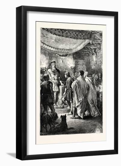 Saxon Noble Receiving Stranger Guests in His Hall-null-Framed Giclee Print