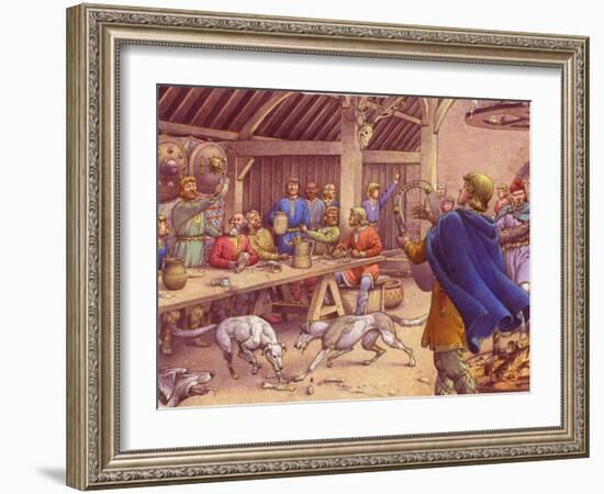 Saxons Carousing in a Typical Wood-Built Hall-Pat Nicolle-Framed Giclee Print