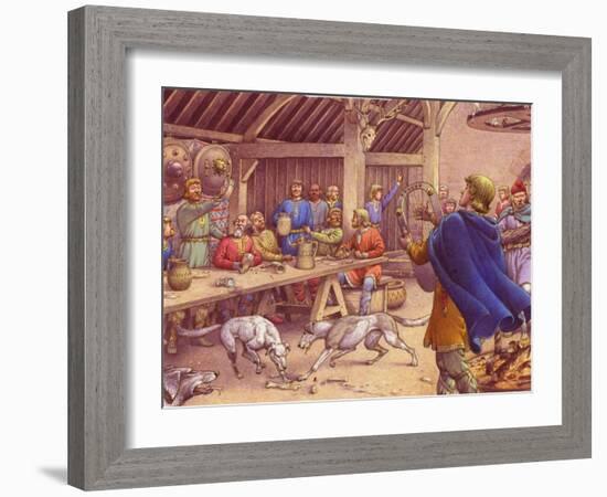 Saxons Carousing in a Typical Wood-Built Hall-Pat Nicolle-Framed Giclee Print