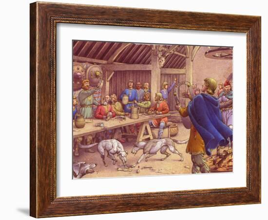 Saxons Carousing in a Typical Wood-Built Hall-Pat Nicolle-Framed Giclee Print