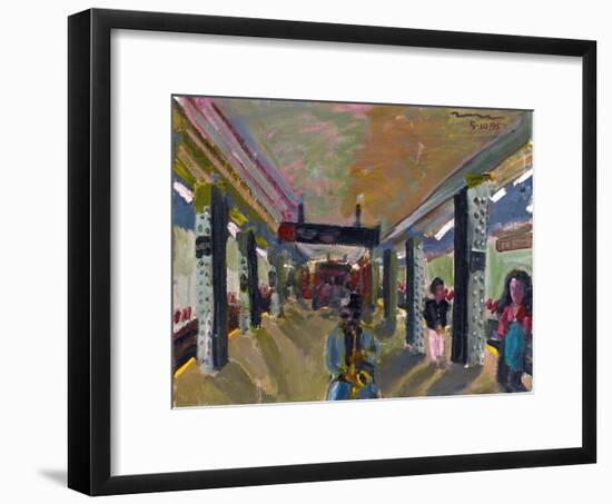 Saxophone in the Subway-Zhang Yong Xu-Framed Premium Giclee Print