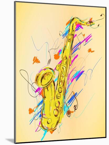 Saxophone Painting Vector Art-NatanaelGinting-Mounted Art Print