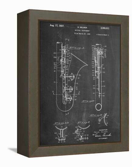 Saxophone Patent-null-Framed Stretched Canvas