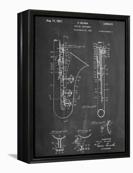 Saxophone Patent-null-Framed Stretched Canvas