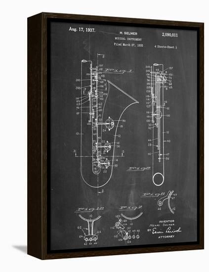 Saxophone Patent-null-Framed Stretched Canvas