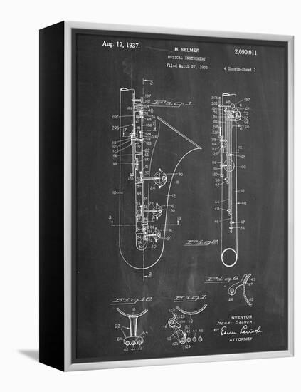 Saxophone Patent-null-Framed Stretched Canvas