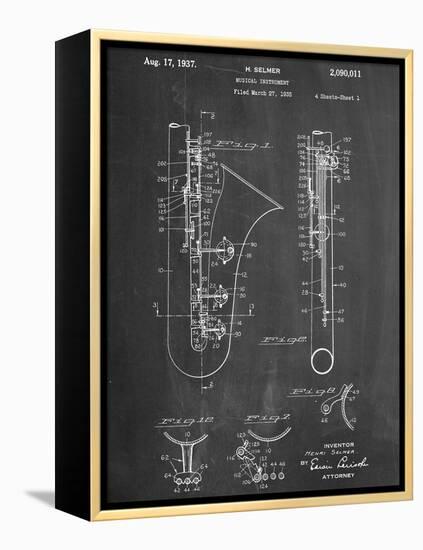 Saxophone Patent-null-Framed Stretched Canvas