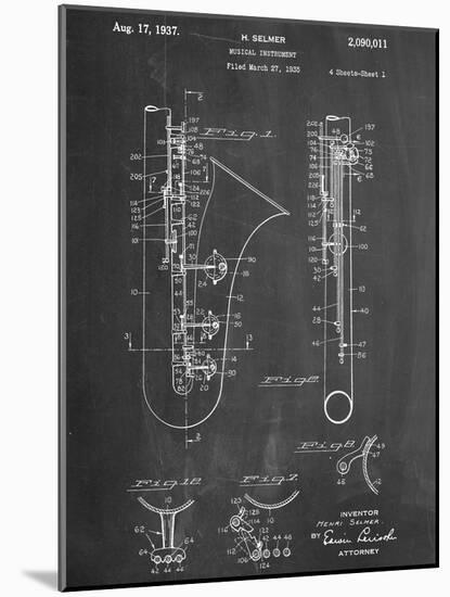 Saxophone Patent-null-Mounted Art Print