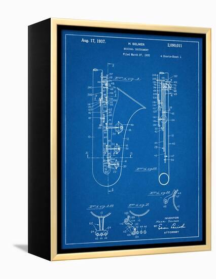 Saxophone Patent-null-Framed Stretched Canvas