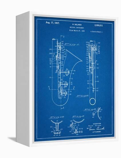 Saxophone Patent-null-Framed Stretched Canvas