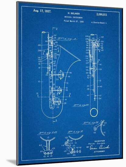 Saxophone Patent-null-Mounted Art Print