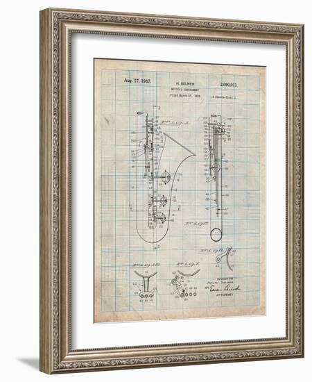 Saxophone Patent-Cole Borders-Framed Art Print