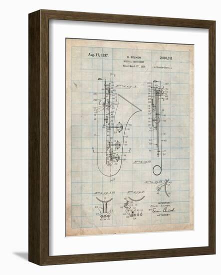 Saxophone Patent-Cole Borders-Framed Art Print