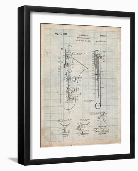 Saxophone Patent-Cole Borders-Framed Art Print