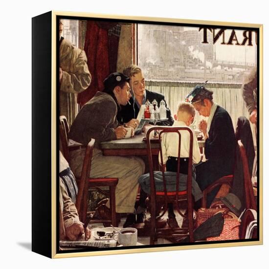 "Saying Grace", November 24,1951-Norman Rockwell-Framed Premier Image Canvas