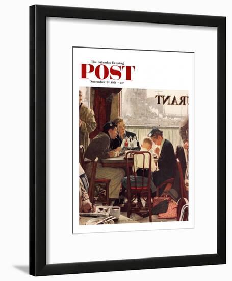 "Saying Grace" Saturday Evening Post Cover, November 24,1951-Norman Rockwell-Framed Giclee Print